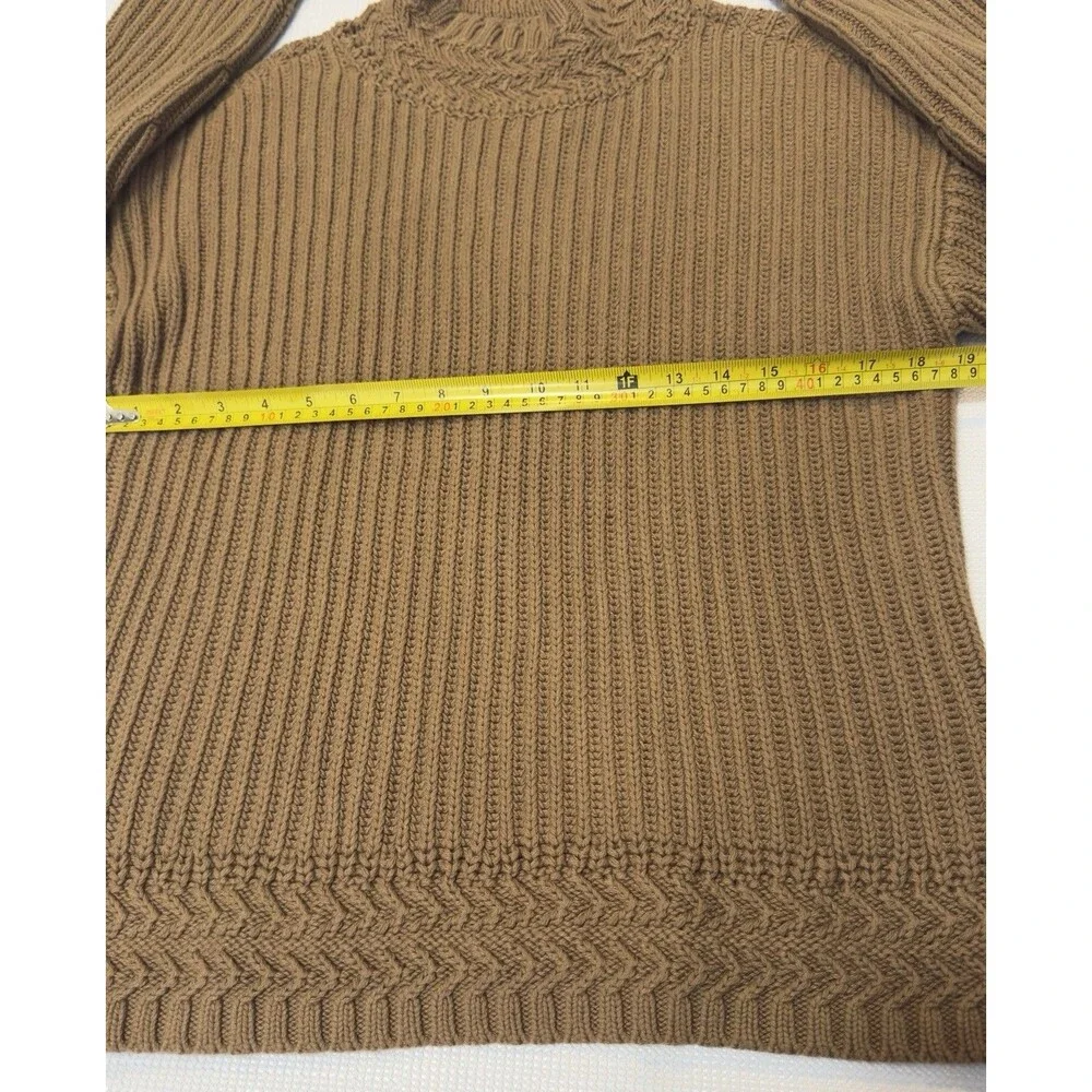 NWT L.L. Bean Signature Organic Cotton Mockneck Ribbed Sweater Walnut Large L